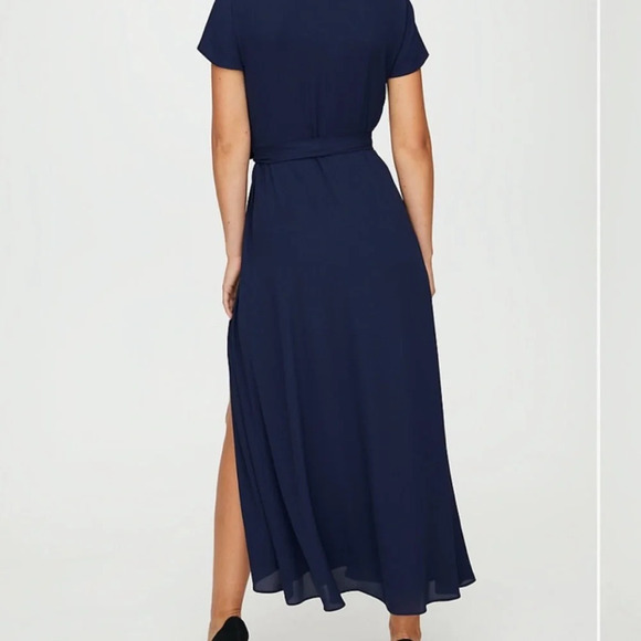 Aritzia Slit Wrap Navy Dress, size XXS - Picture 4 of 12